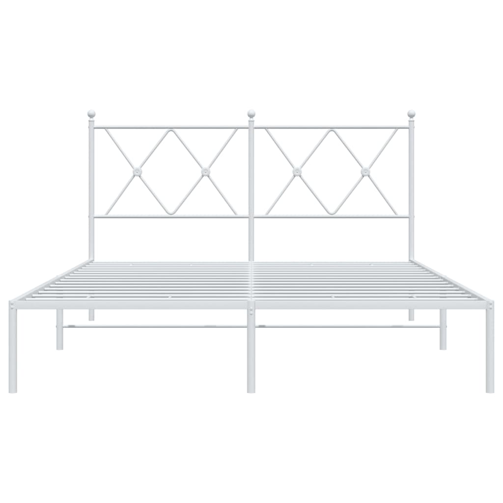 Metal Bed Frame without Mattress with Headboard White 135x190 cm