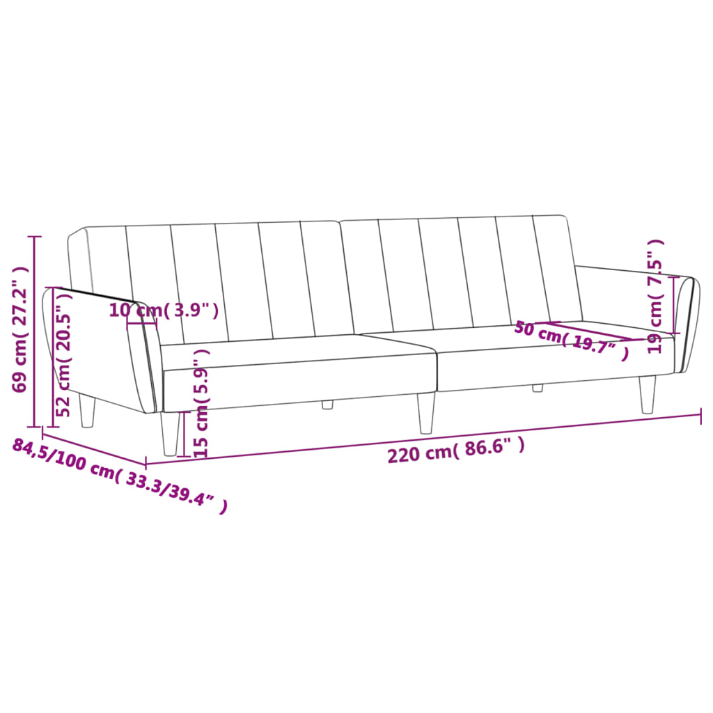 2-Seater Sofa Bed Black Velvet