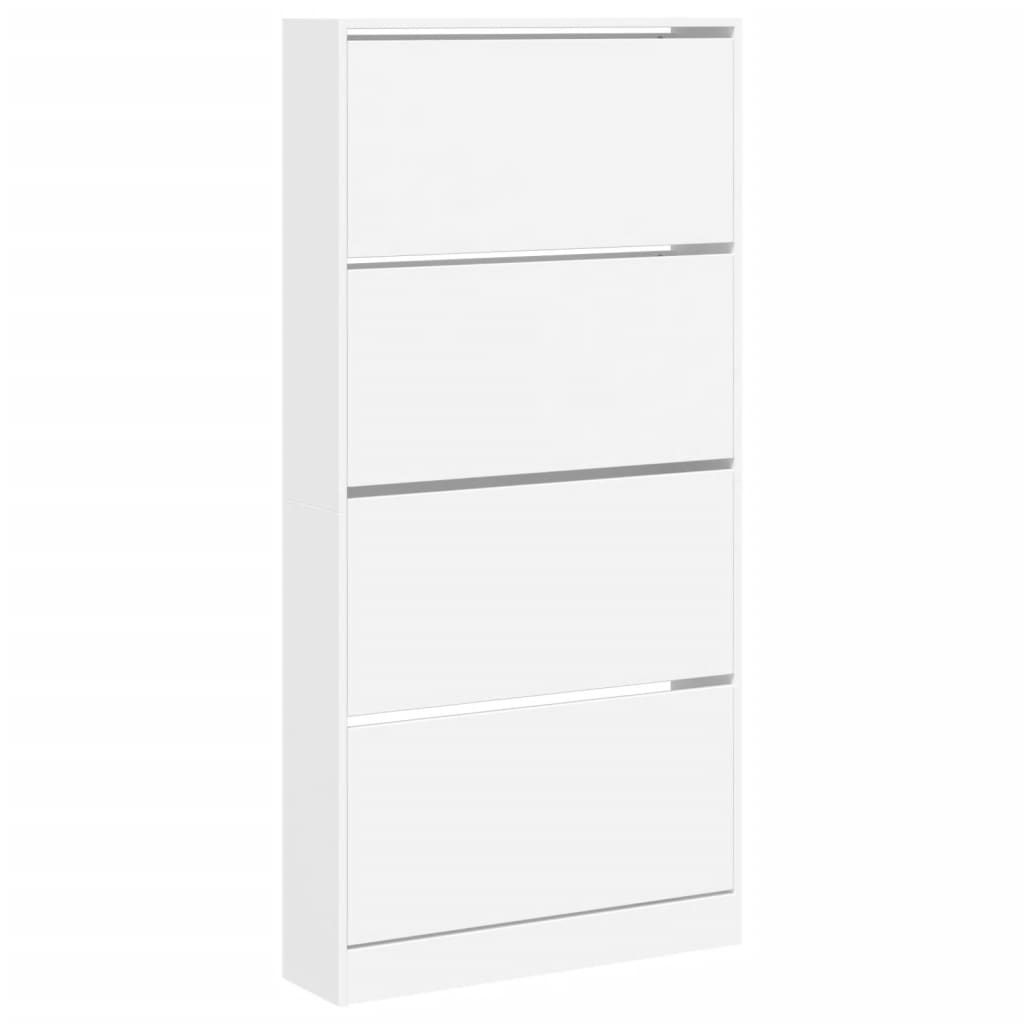 Shoe Cabinet with 4 Flip-Drawers White 80x21x163.5 cm
