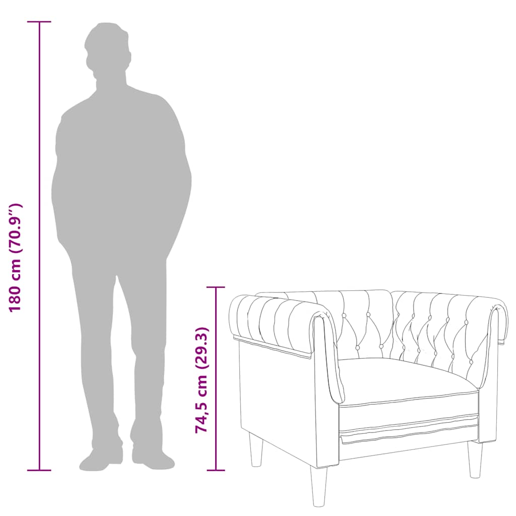 Chesterfield Sofa Chair Black Fabric