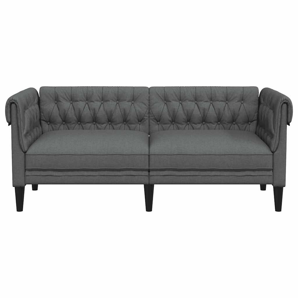 Chesterfield Sofa 2-Seater Dark Grey Fabric