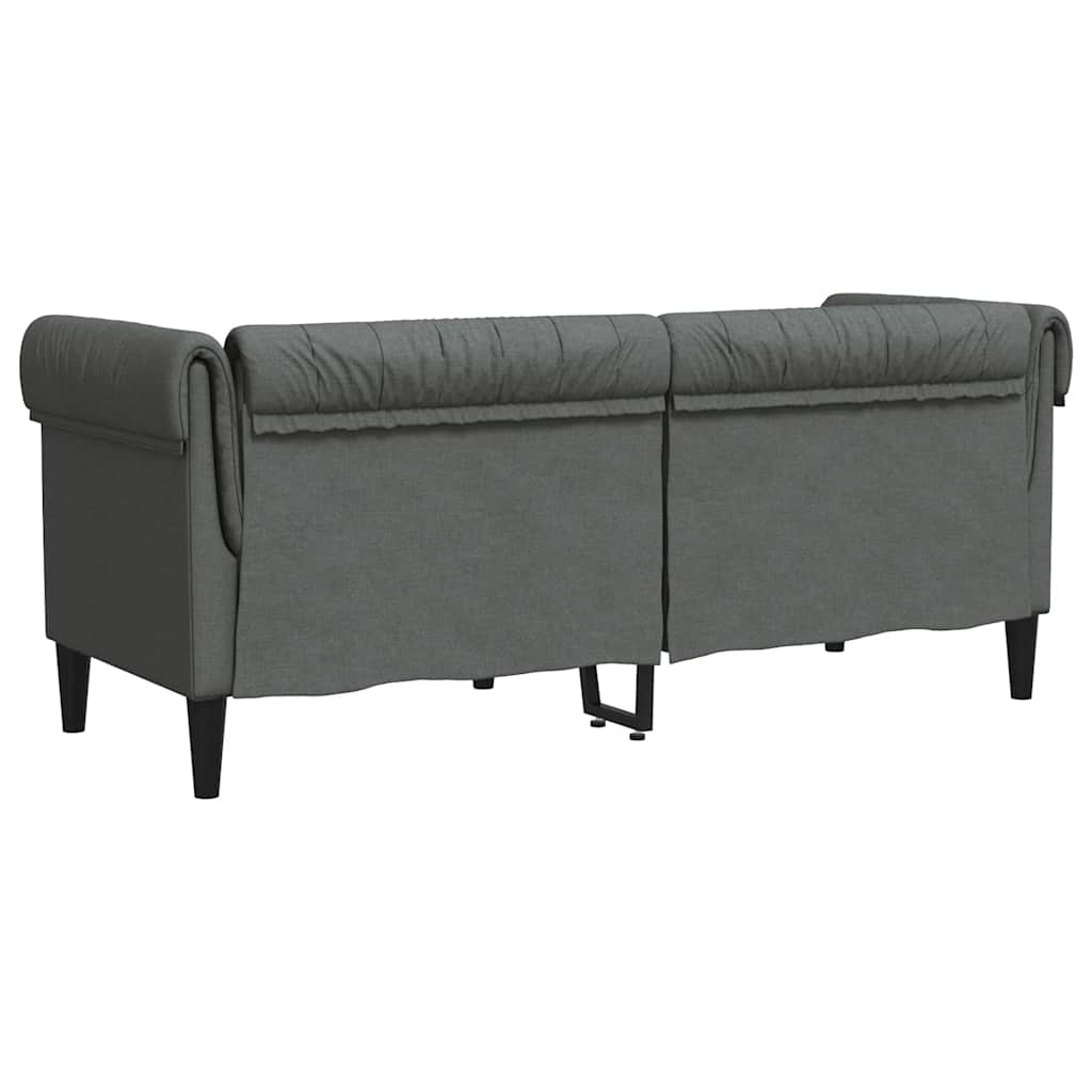 Chesterfield Sofa 2-Seater Dark Grey Fabric