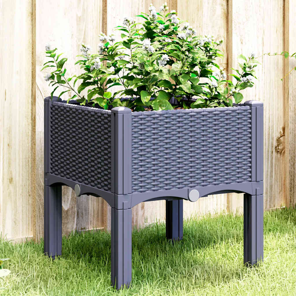 Garden Planter with Legs Blue Grey 40x40x42 cm PP