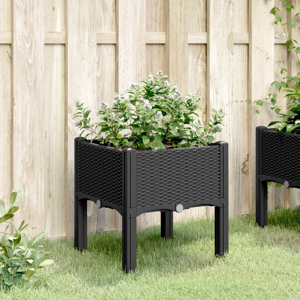 Garden Planter with Legs Black 40x40x42 cm PP