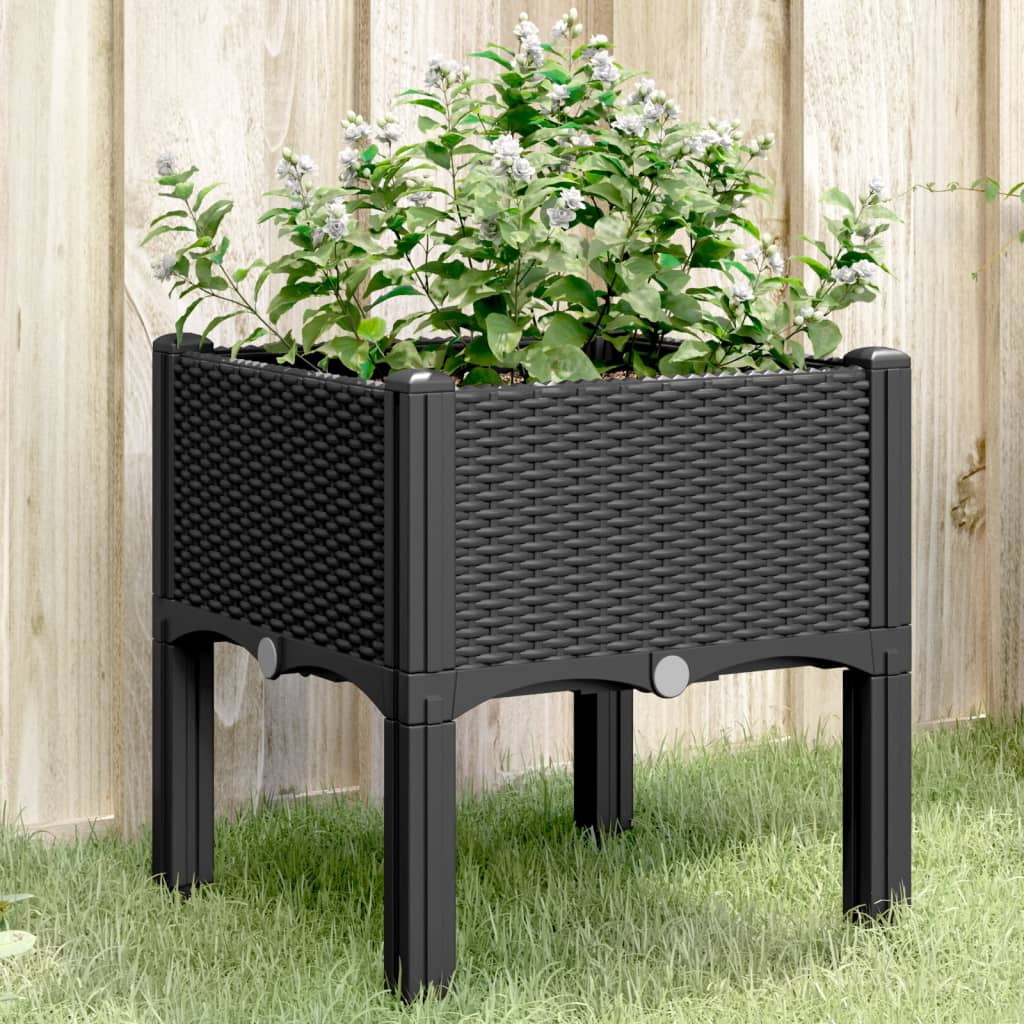 Garden Planter with Legs Black 40x40x42 cm PP
