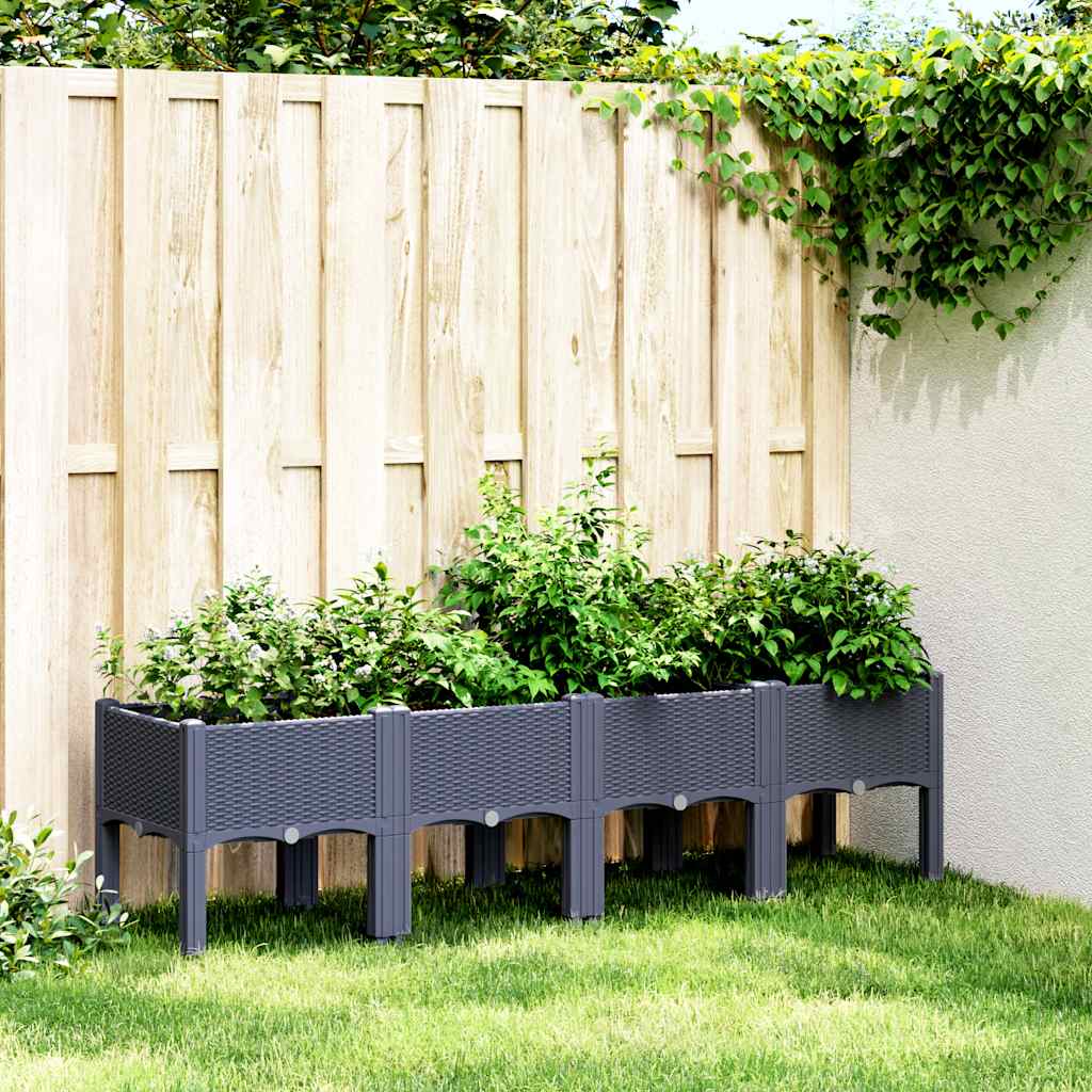 Garden Planter with Legs Blue Grey 160x40x42 cm PP