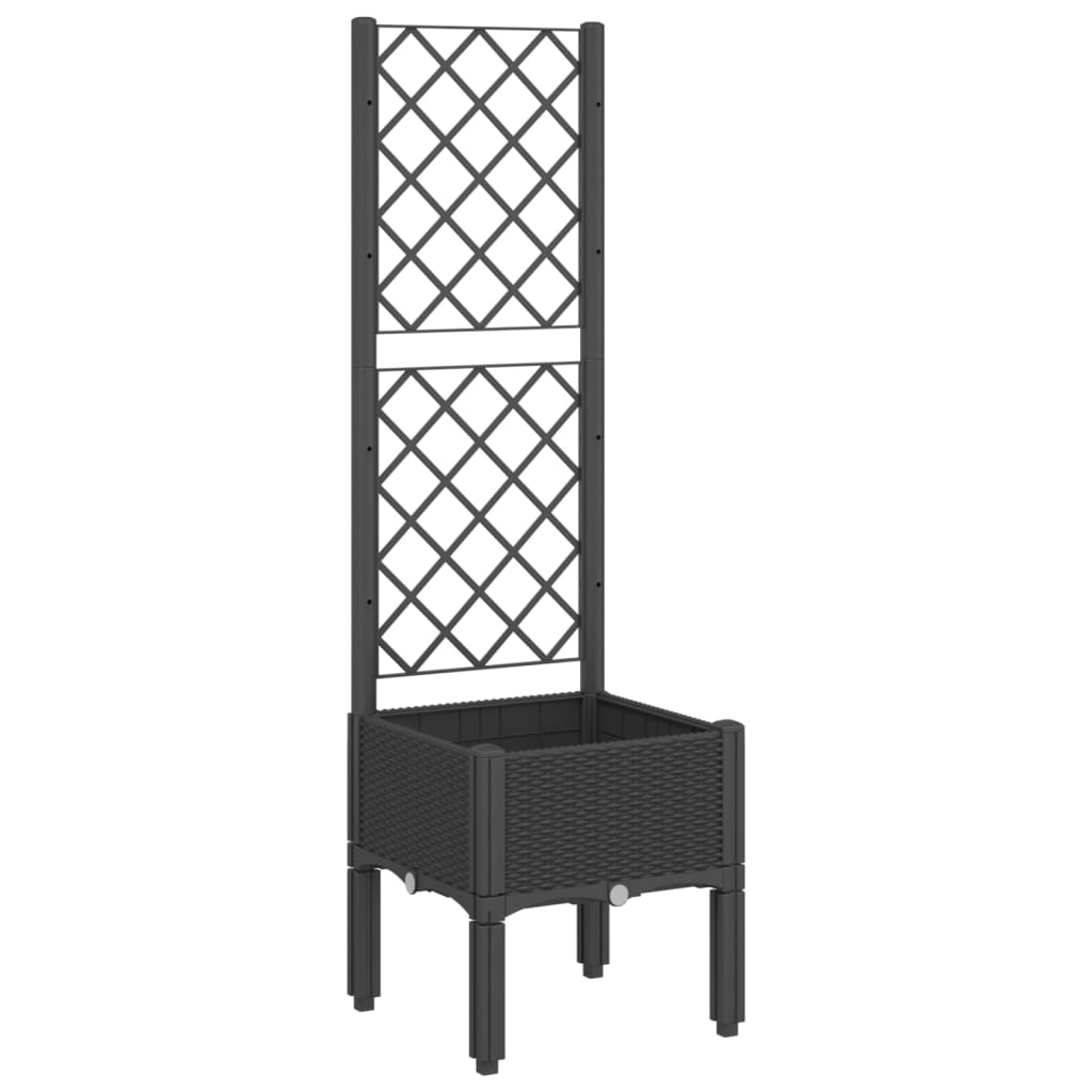 Garden Planter with Trellis Black 40x40x142 cm PP
