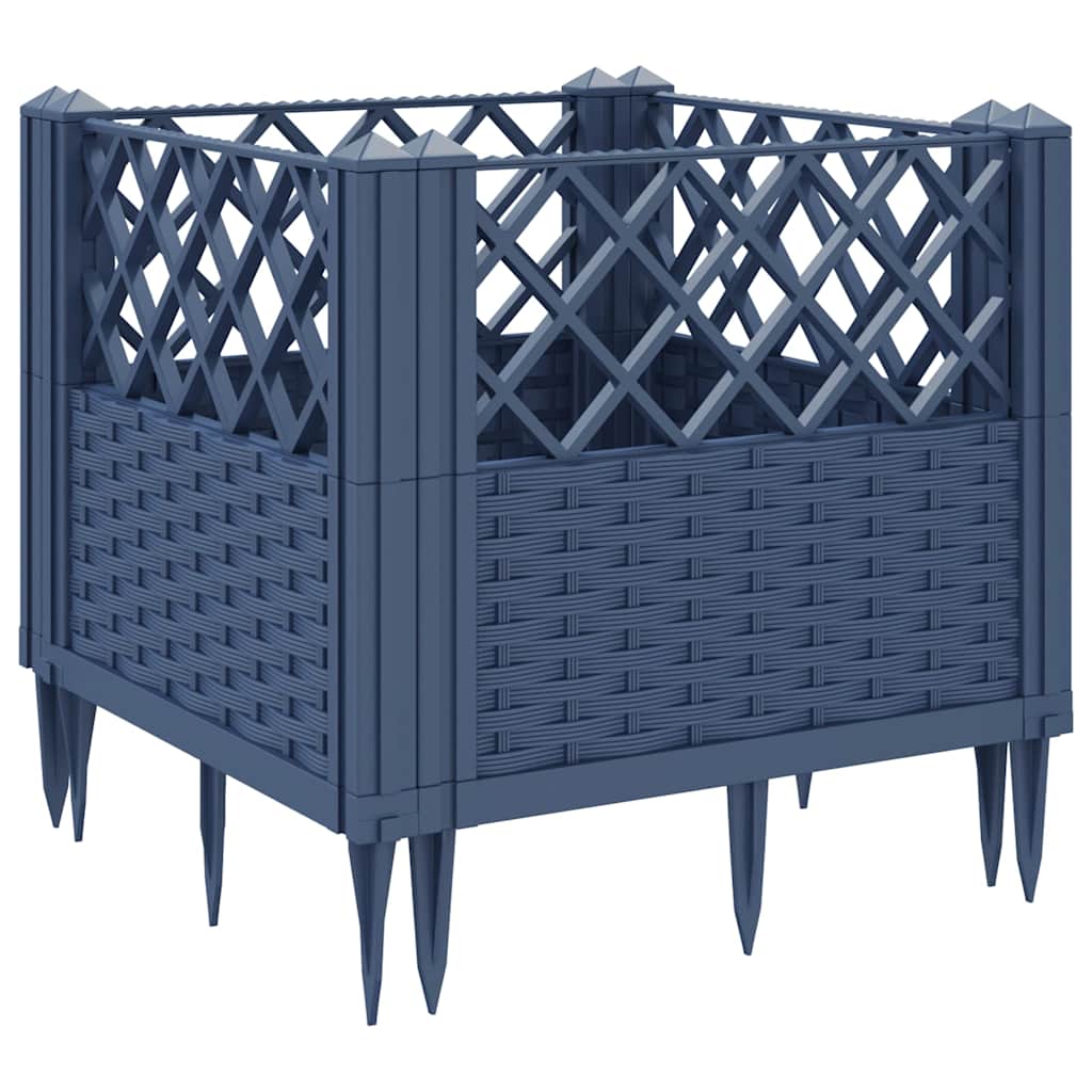 Garden Planter with Pegs Blue Grey 43.5x43.5x43.5 cm PP