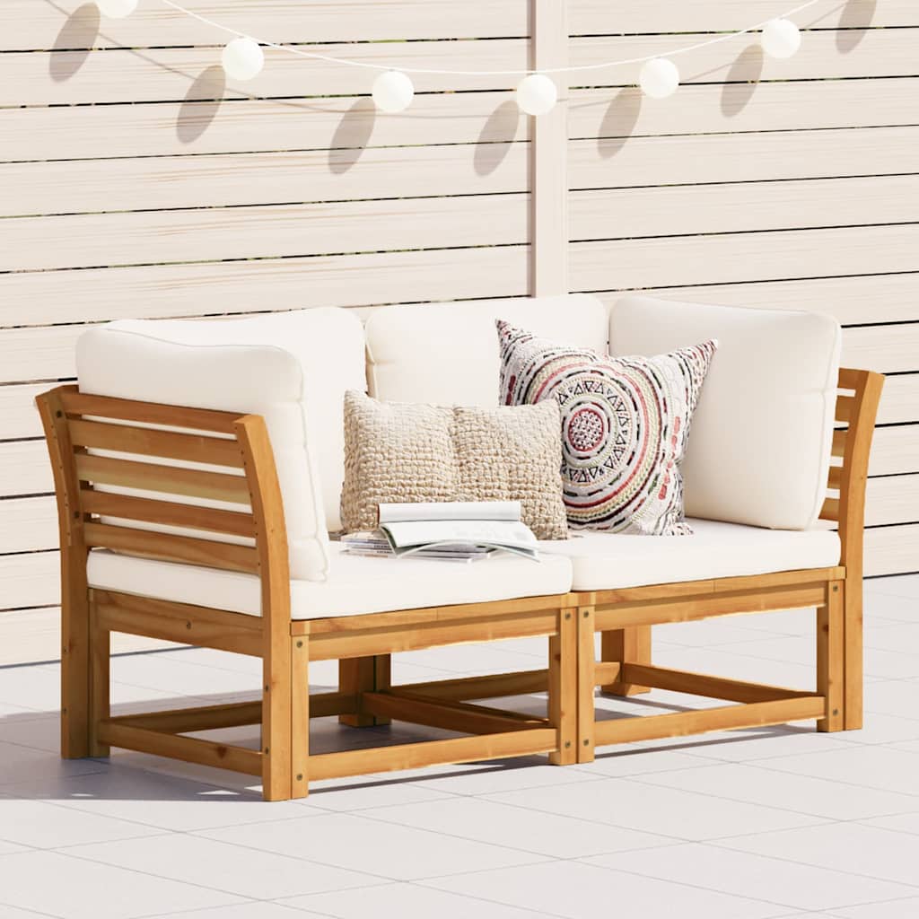 Garden Sofa with Cushions 2-Seater Solid Wood Acacia