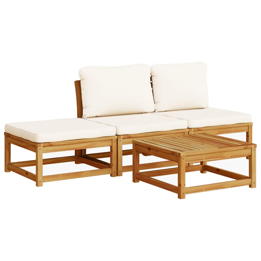 4 Piece Garden Lounge Set with Cushions Solid Wood Acacia