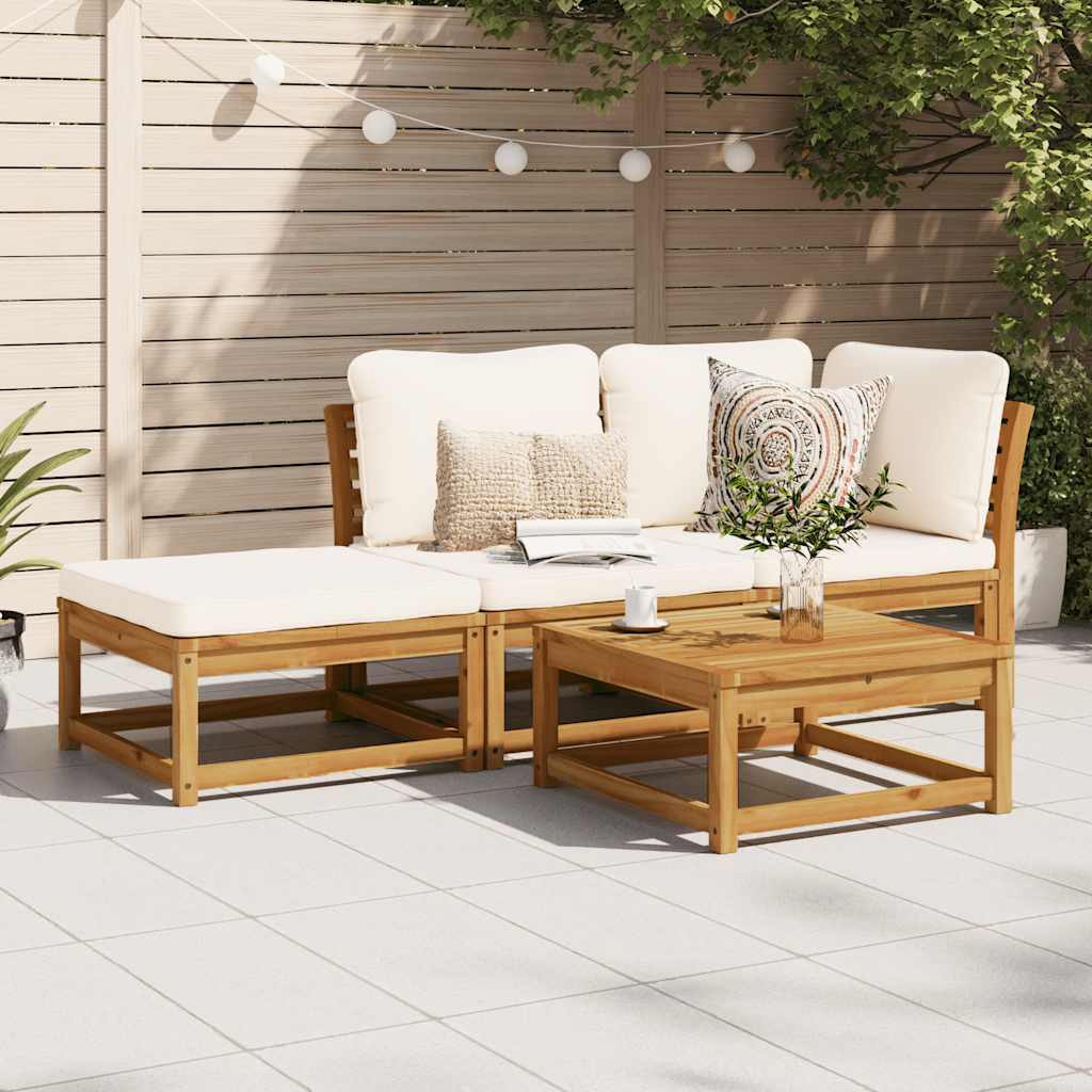 3 Piece Garden Lounge Set with Cushions Solid Wood Acacia