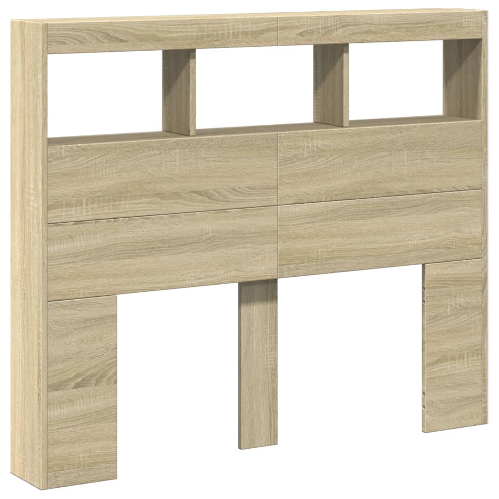 Headboard Cabinet with LED Sonoma Oak 120 cm