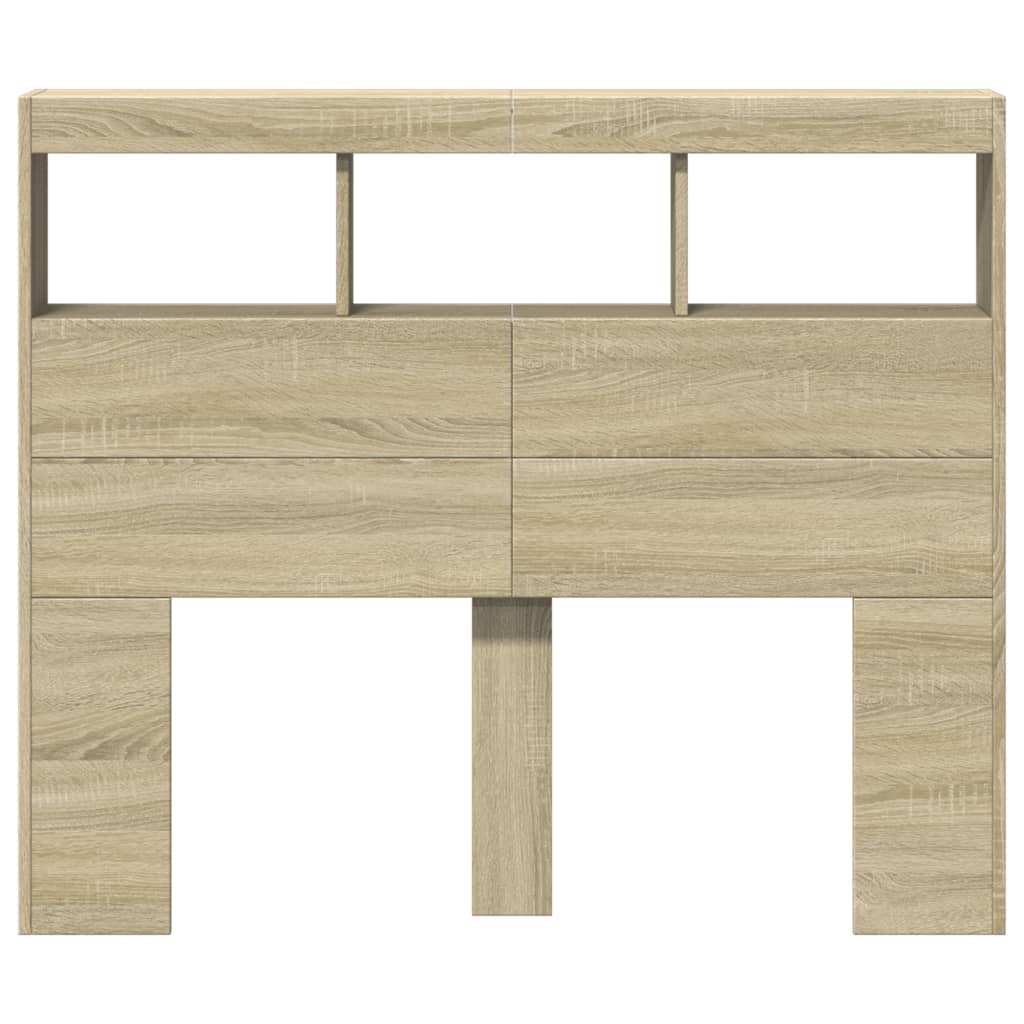 Headboard Cabinet with LED Sonoma Oak 120 cm