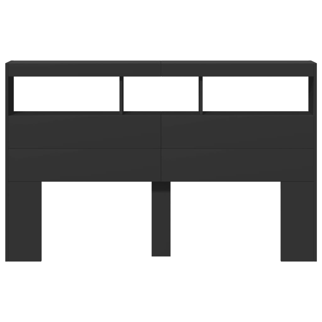 Headboard Cabinet with LED Black 160x17x102 cm