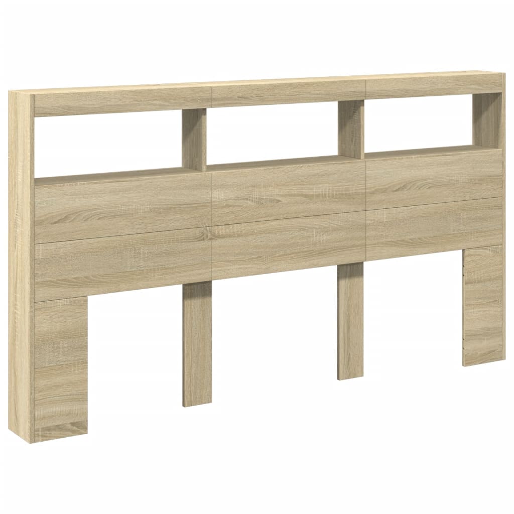 Headboard Cabinet with LED Sonoma Oak 180 cm