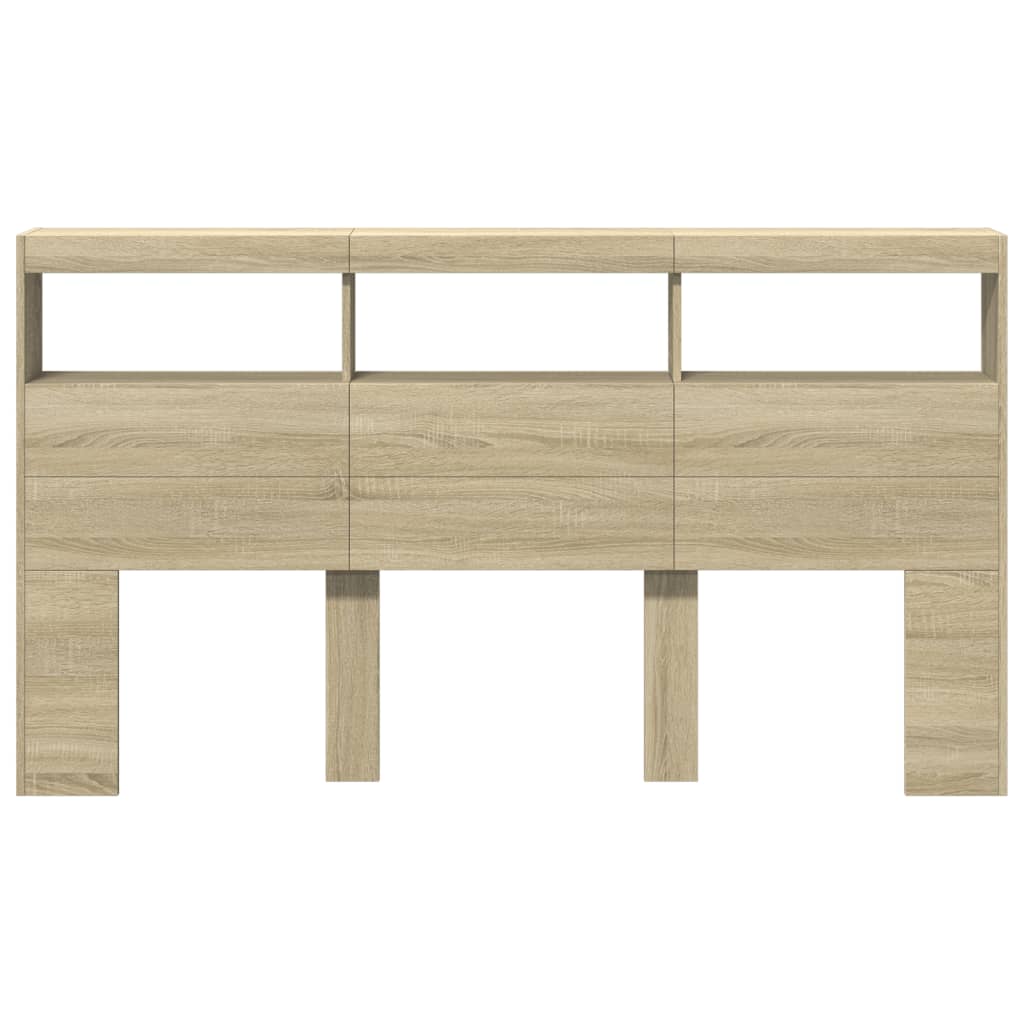 Headboard Cabinet with LED Sonoma Oak 180 cm