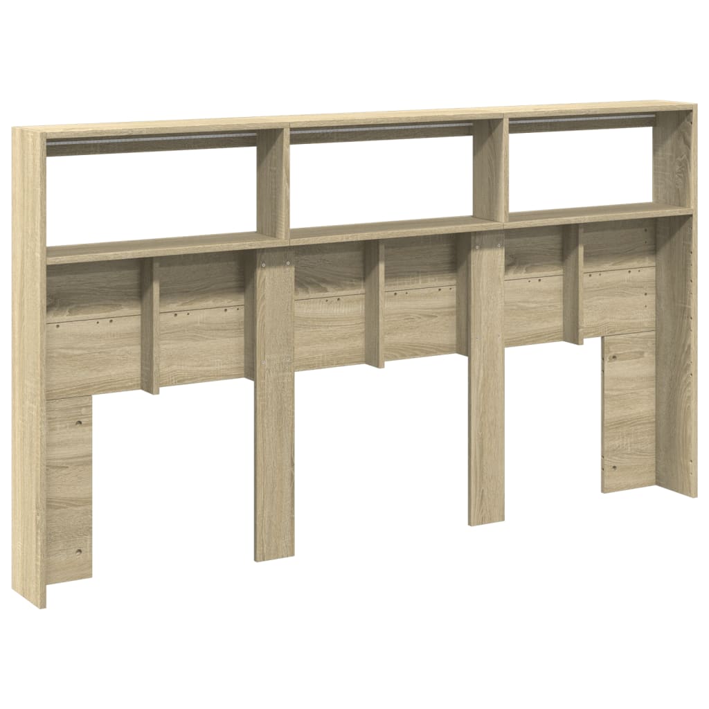 Headboard Cabinet with LED Sonoma Oak 180 cm