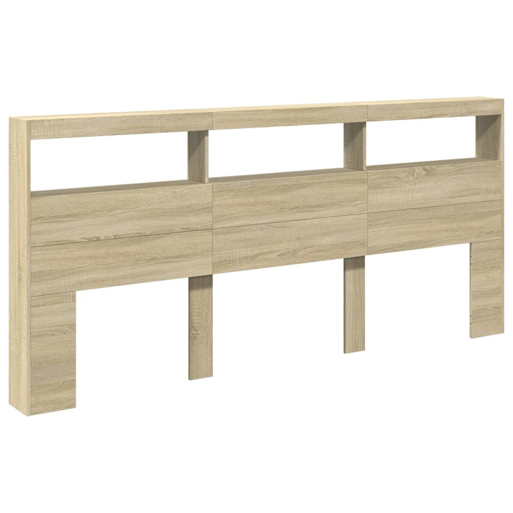 Headboard Cabinet with LED Sonoma Oak 220 cm