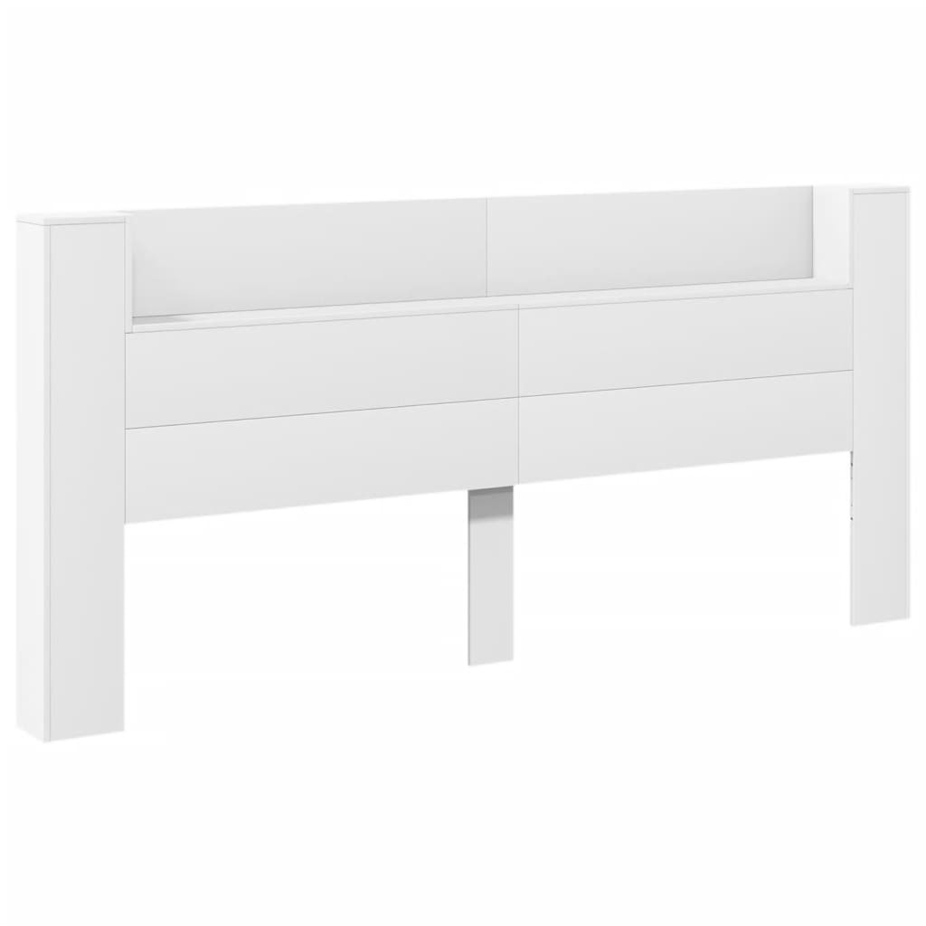 Headboard Cabinet with LED White 220 cm