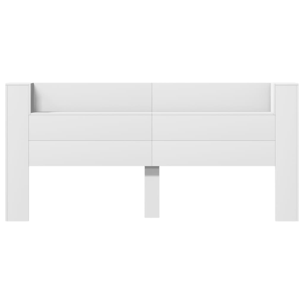 Headboard Cabinet with LED White 220 cm