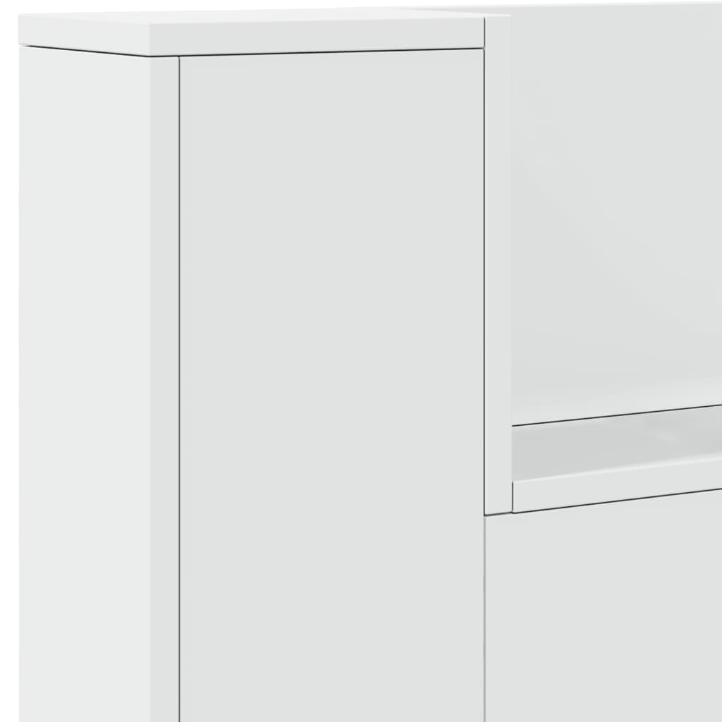 Headboard Cabinet with LED White 220 cm