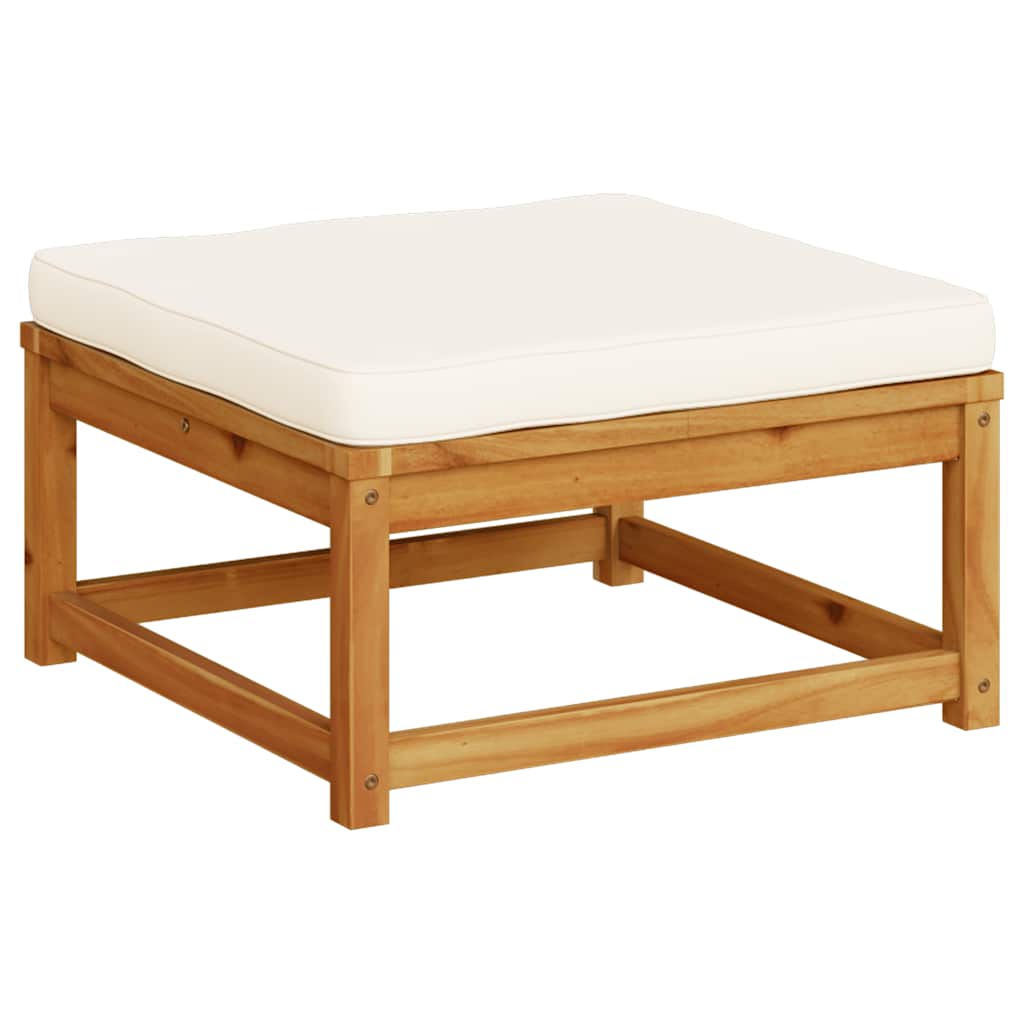 Garden Footstool with Cushions Solid Wood Acacia
