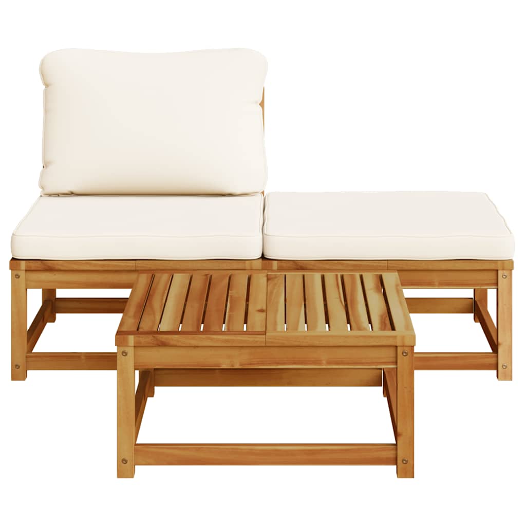 3 Piece Garden Lounge Set with Cushions Solid Wood Acacia