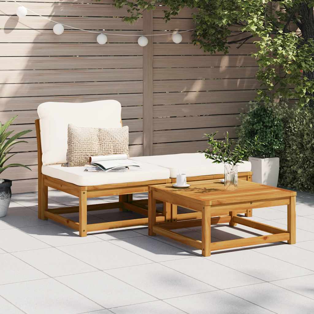 3 Piece Garden Lounge Set with Cushions Solid Wood Acacia