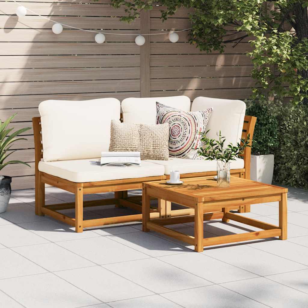 2 Piece Garden Lounge Set with Cushions Solid Wood Acacia