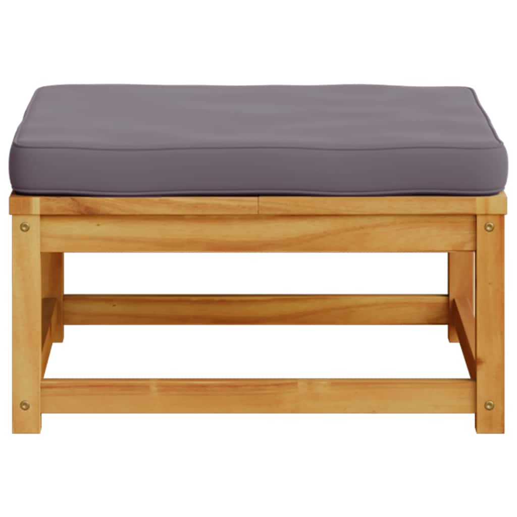 Garden Footstool with Cushions Solid Wood Acacia