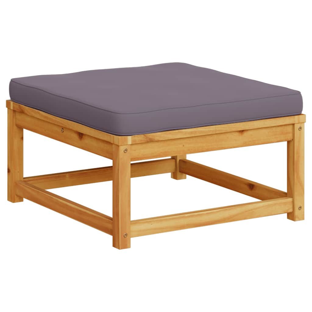 Garden Footstool with Cushions Solid Wood Acacia