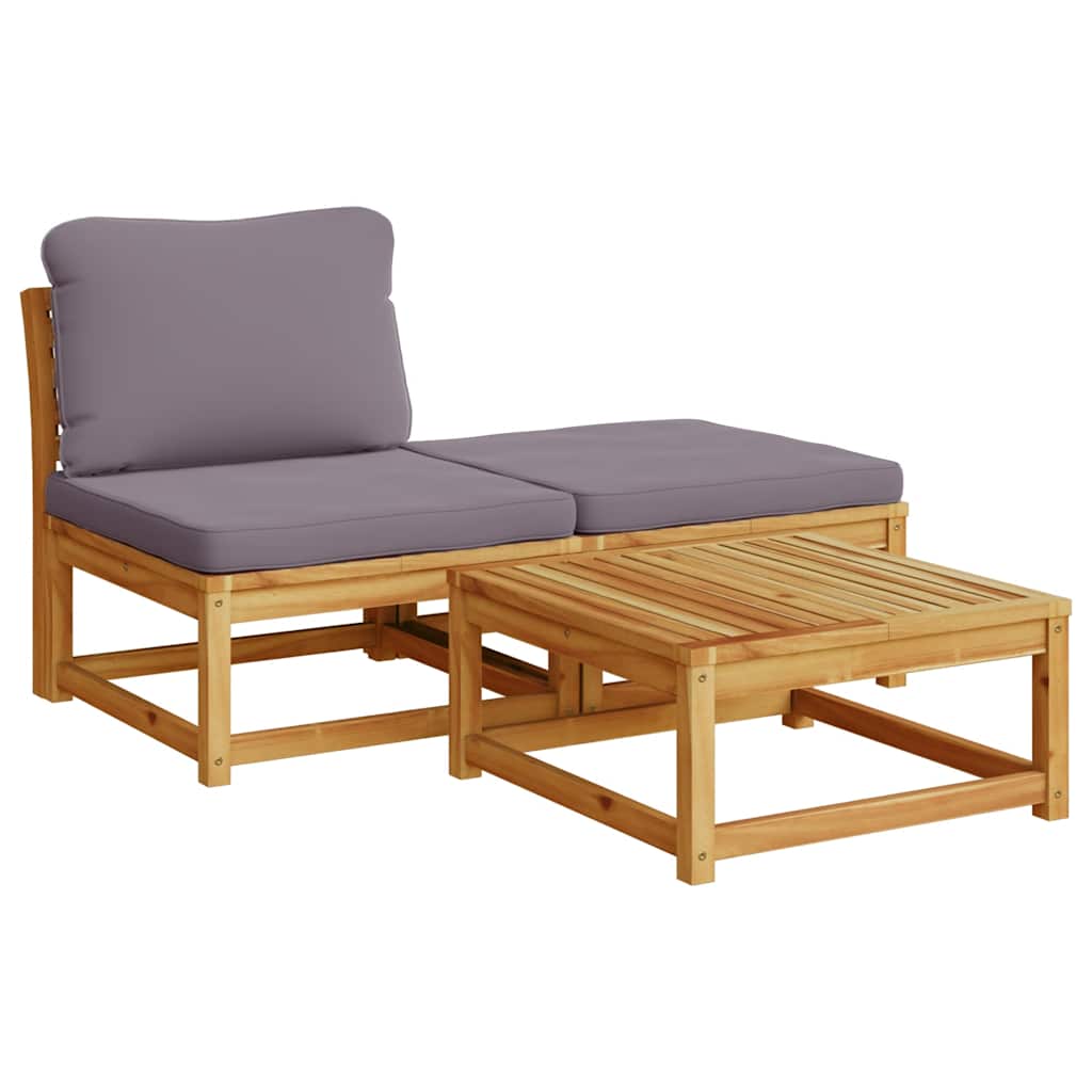 3 Piece Garden Lounge Set with Cushions Solid Wood Acacia
