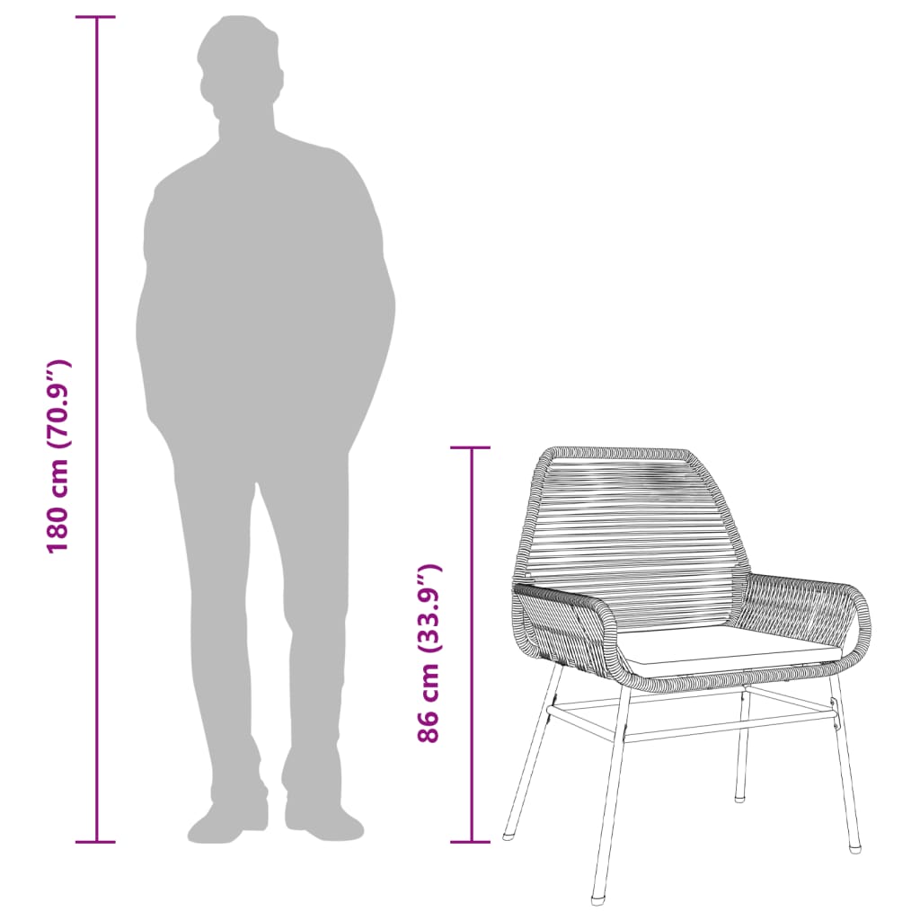 Garden Chairs 2 pcs with Cushions Grey Poly Rattan