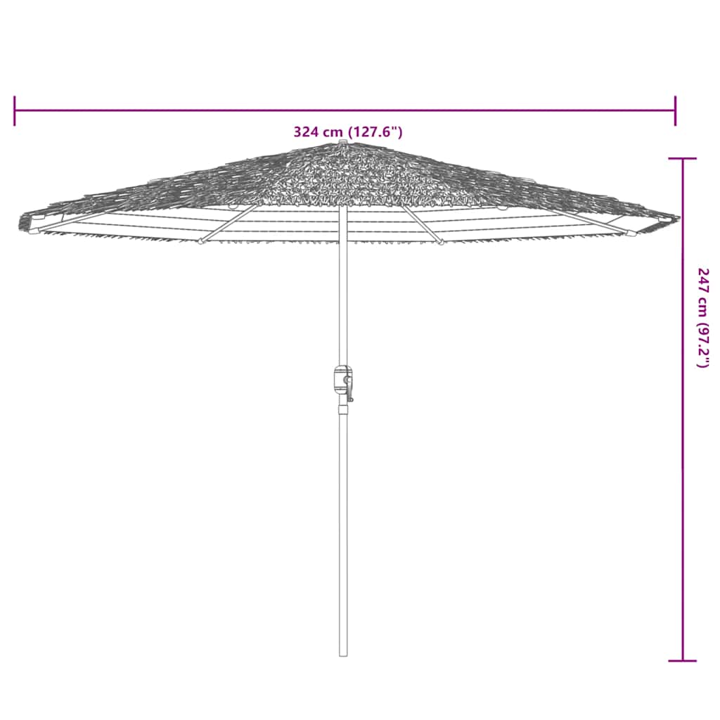 Garden Parasol with Steel Pole Brown 324x324x247 cm