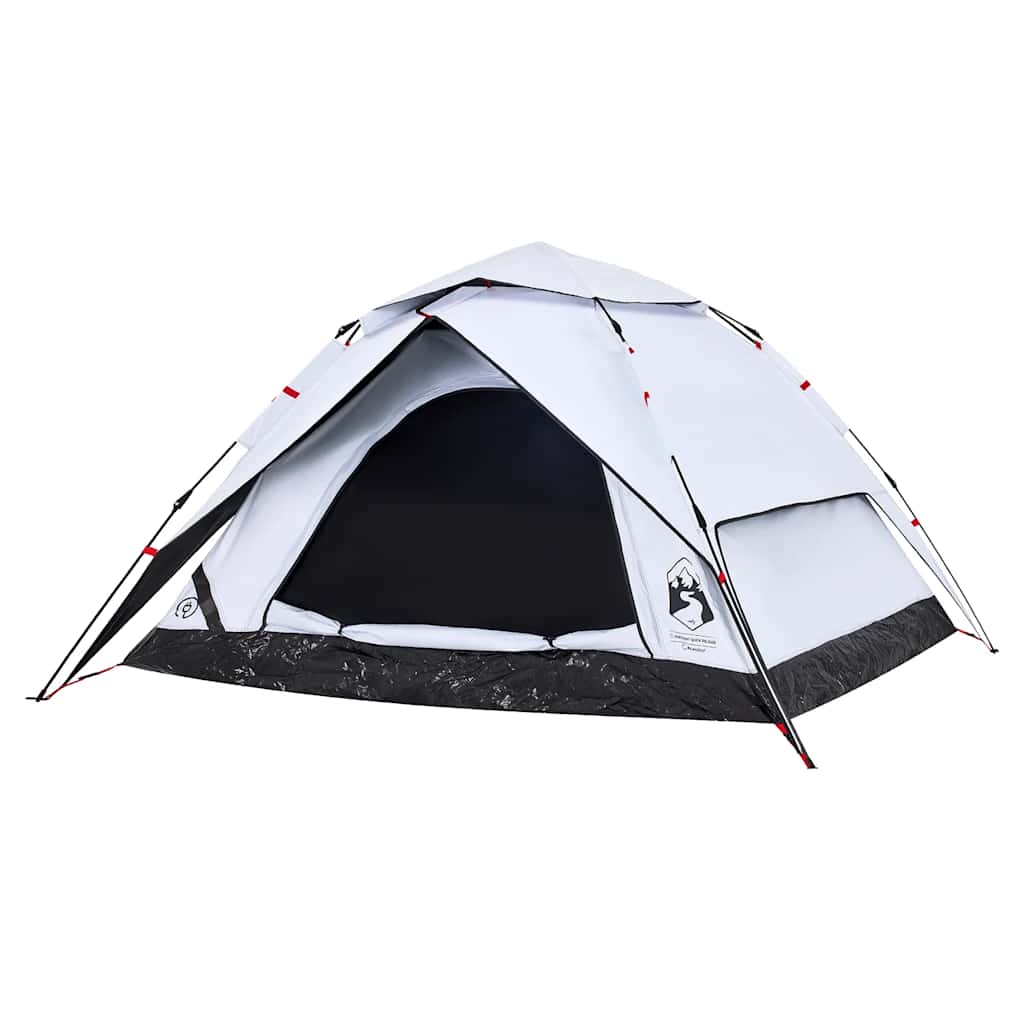 Camping Tent Dome 4-Person White Blackout Fabric Quick Release