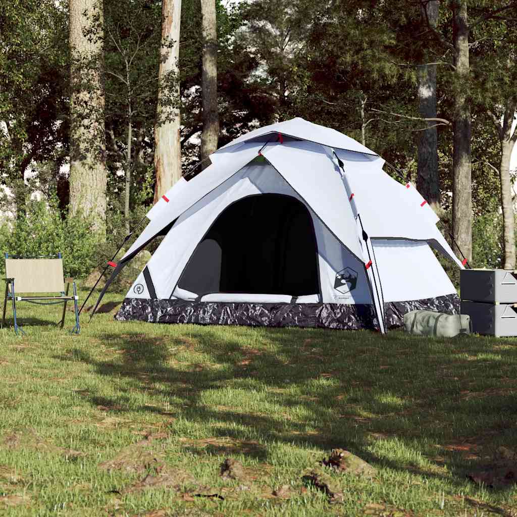 Camping Tent Dome 5-Person White Blackout Fabric Quick Release