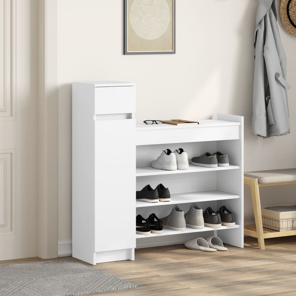 Shoe Cabinet White 100.5x28x100 cm Engineered Wood