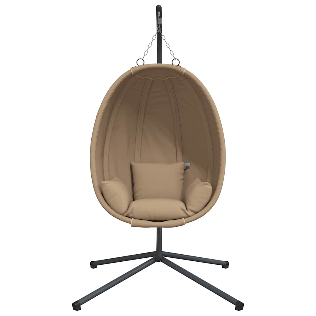 Hanging Egg Chair with Stand Taupe Fabric and Steel