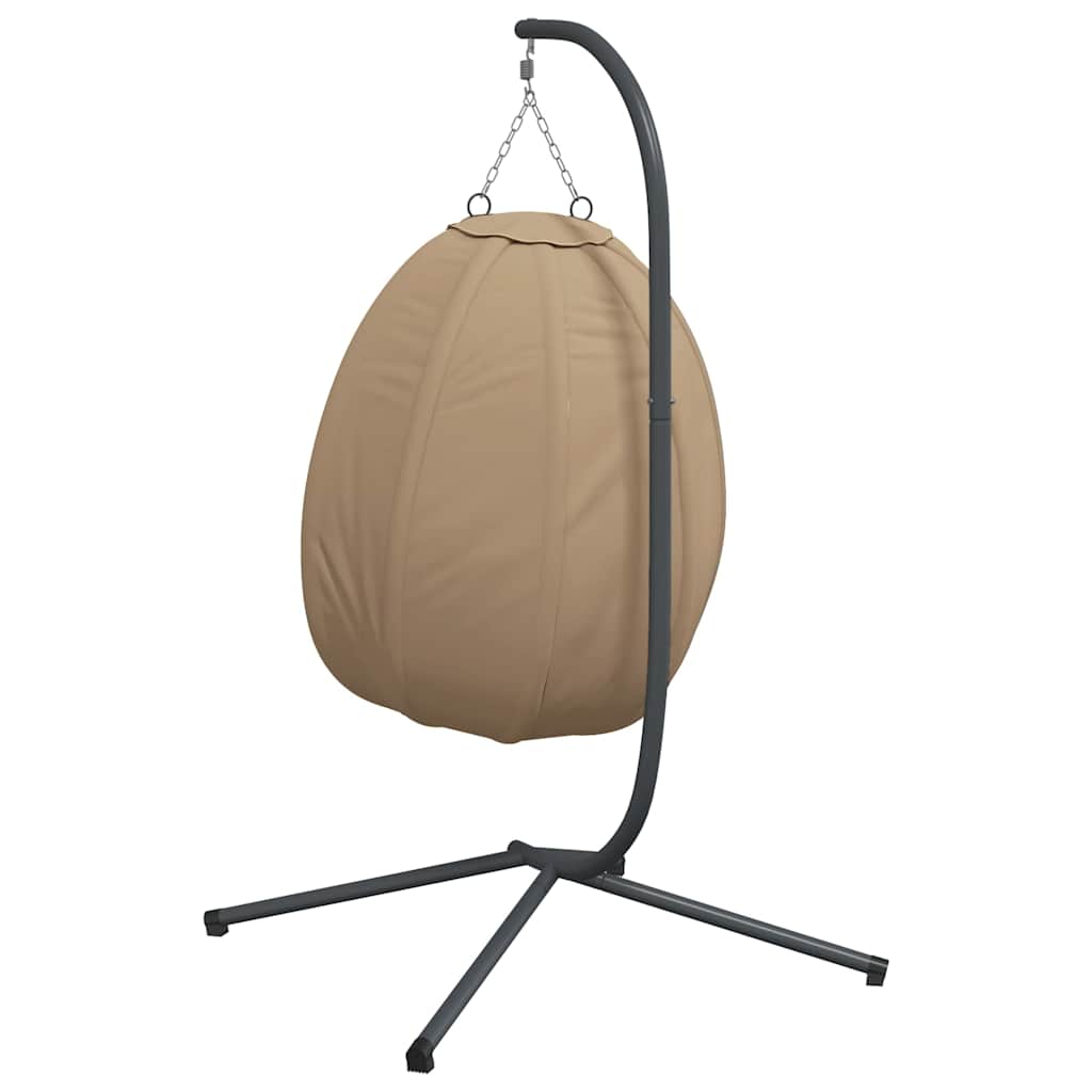 Hanging Egg Chair with Stand Taupe Fabric and Steel