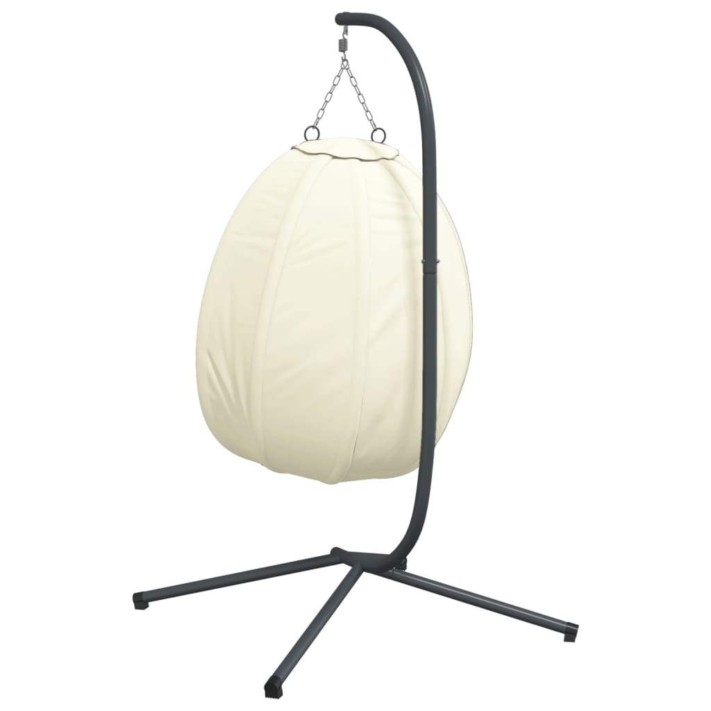 Hanging Egg Chair with Stand Beige Fabric and Steel