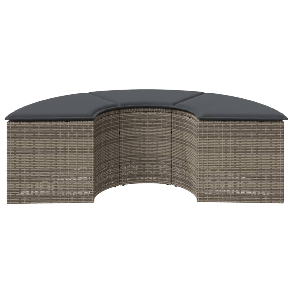 Garden Footstool with Cushion Grey Poly Rattan