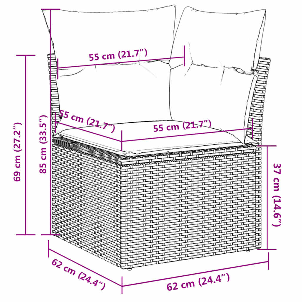 5 Piece Garden Sofa Set with Cushions Grey Poly Rattan
