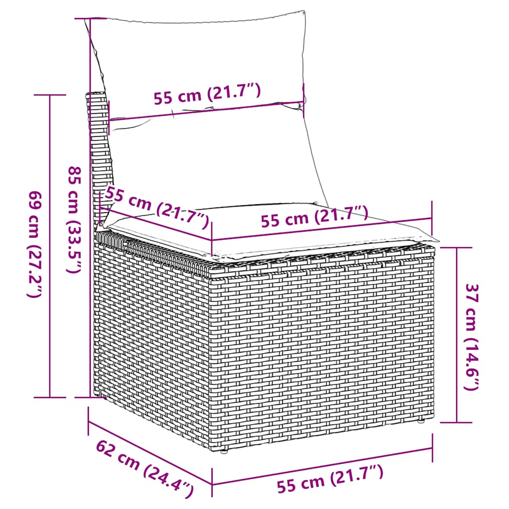 5 Piece Garden Sofa Set with Cushions Black Poly Rattan