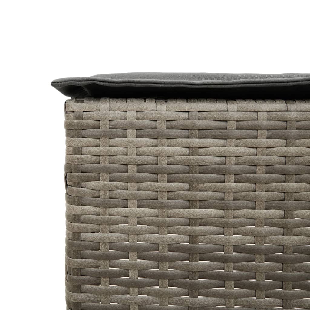 5 Piece Garden Bar Set with Cushions Grey Poly Rattan
