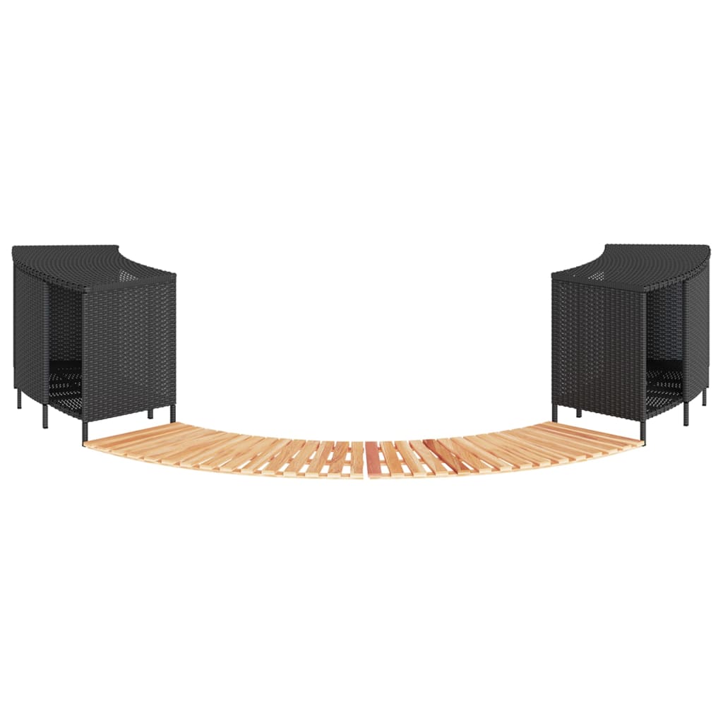 Hot Tub Surround Black Poly Rattan and Solid Wood Acacia