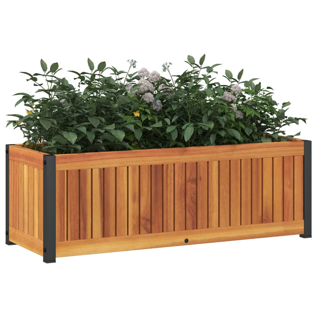 Garden Planter 80x30x27.5 cm Solid Wood Acacia and Steel