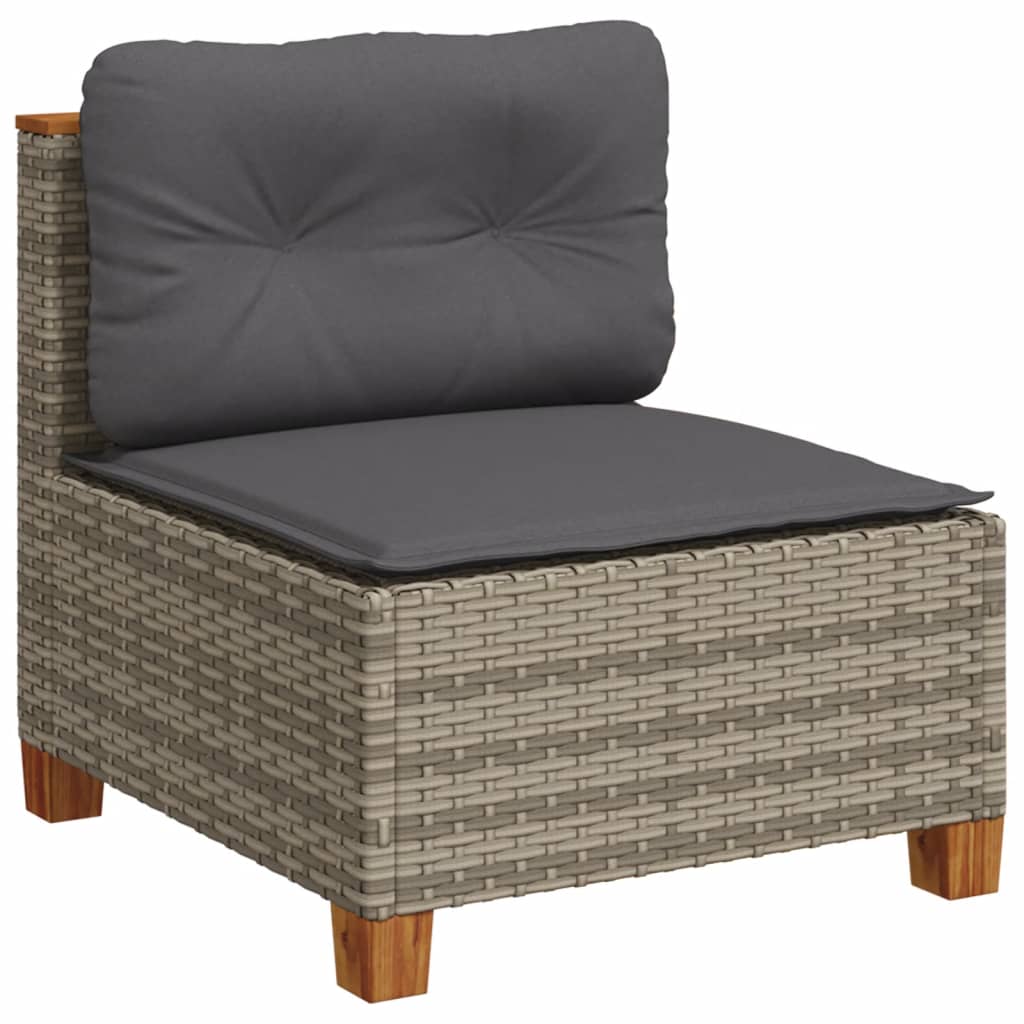 4 Piece Garden Sofa Set with Cushions Grey Poly Rattan