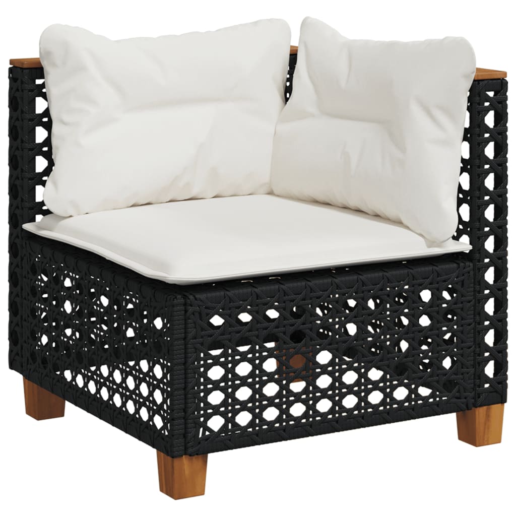 4 Piece Garden Sofa Set with Cushions Black Poly Rattan