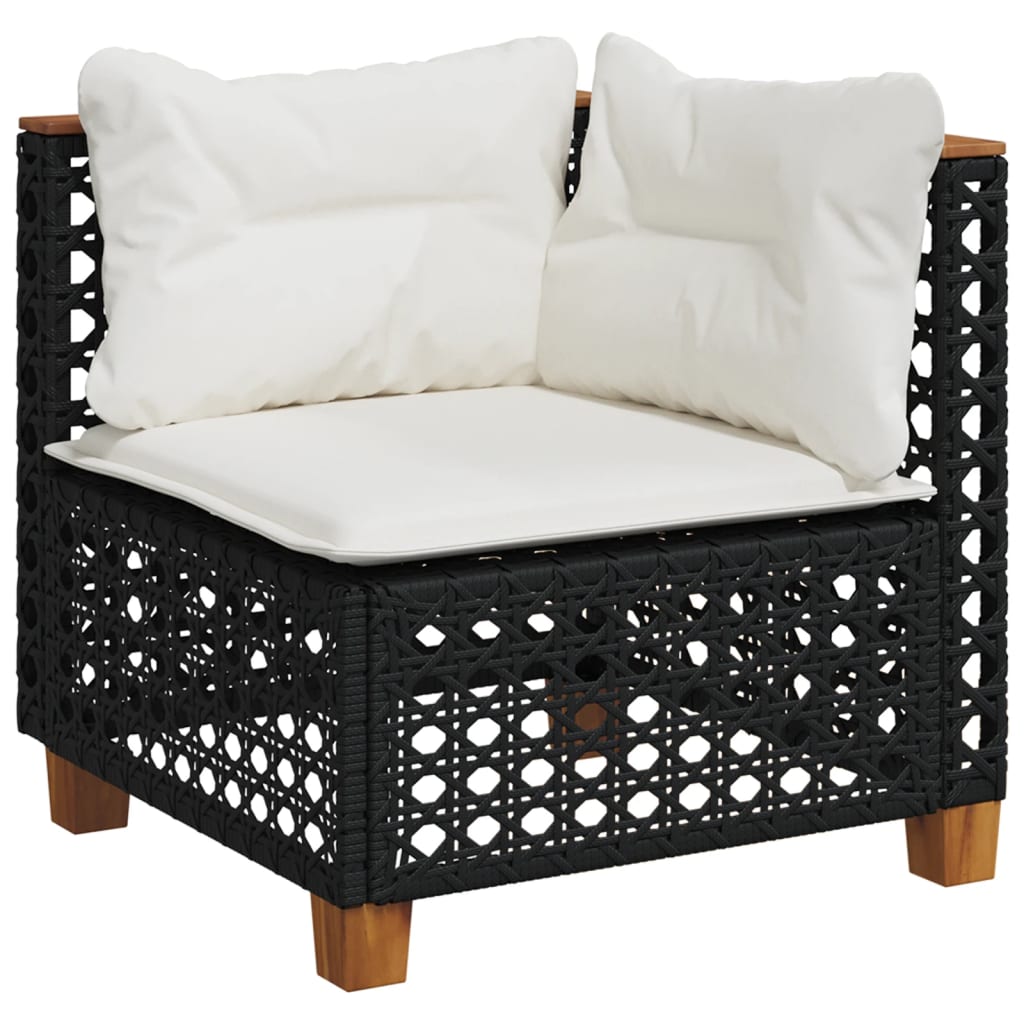 4 Piece Garden Sofa Set with Cushions Black Poly Rattan