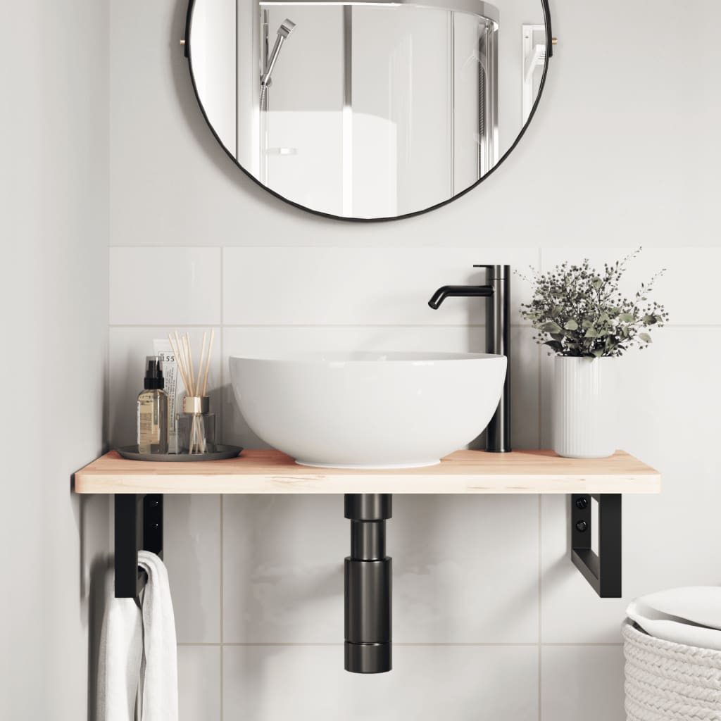 Shelf Brackets for Washbasin 2 pcs Black Rectangular Steel